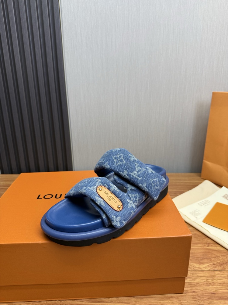LV Couples' Slippers Pool Pillow Comfort‌ Denim Slippers
