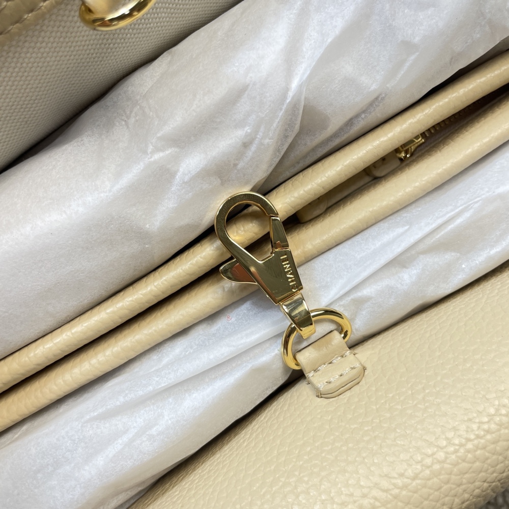 CHANEL AS6288B24248U1536 Small Shopping Bag Light Beige Grained Calfskin Gold Hardware