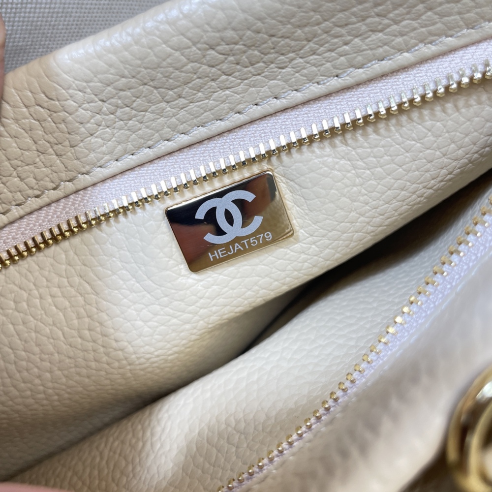 CHANEL AS6288B24248U1536 Small Shopping Bag Light Beige Grained Calfskin Gold Hardware
