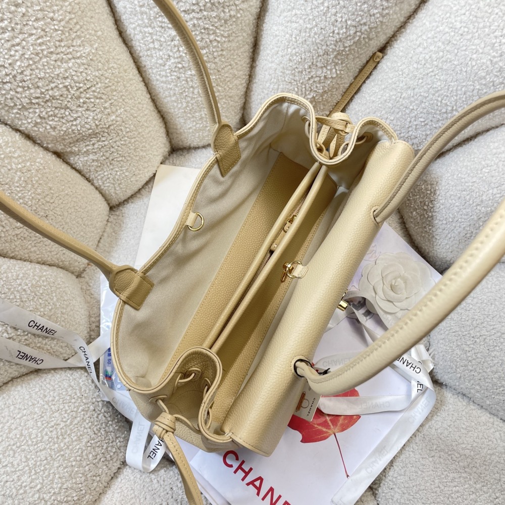 CHANEL AS6288B24248U1536 Small Shopping Bag Light Beige Grained Calfskin Gold Hardware