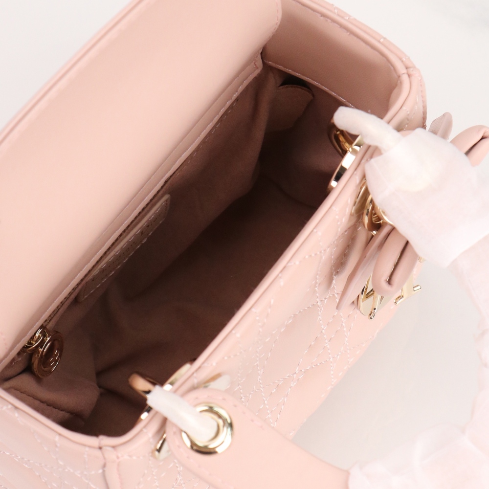 Mini Lady Dior Bag with Chain Ballet Cannage Lambskin Pink White Black Red Beige Gray 0229