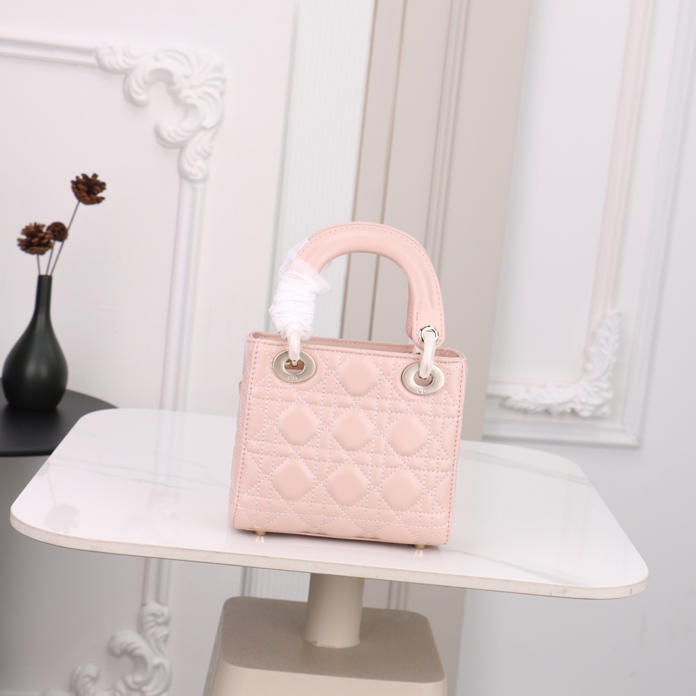 Mini Lady Dior Bag with Chain Ballet Cannage Lambskin Pink White Black Red Beige Gray 0229