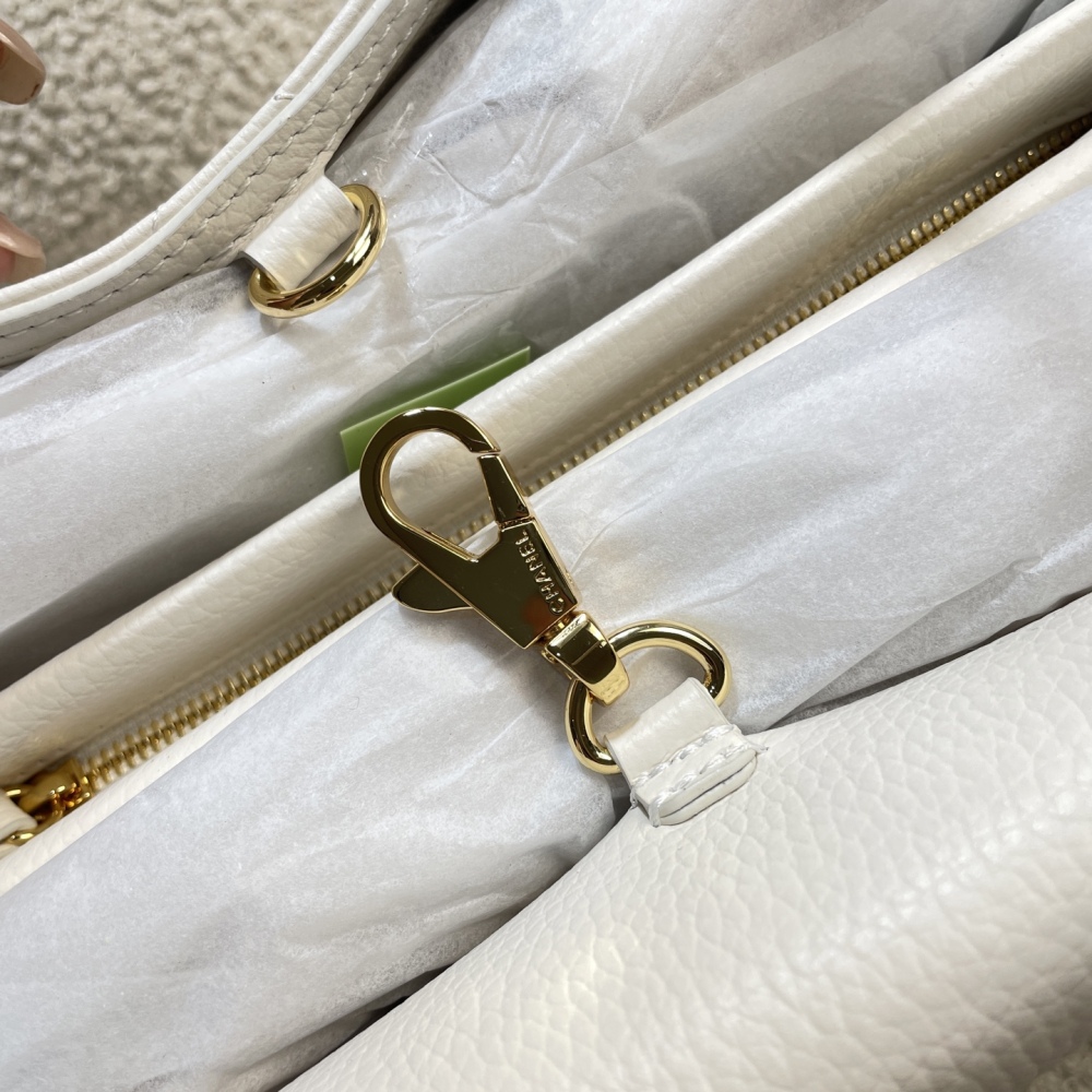 CHANEL AS6288 Small Shopping Bag, Grained Calfskin CC Turn Lock Long Shoulder Tote (white)