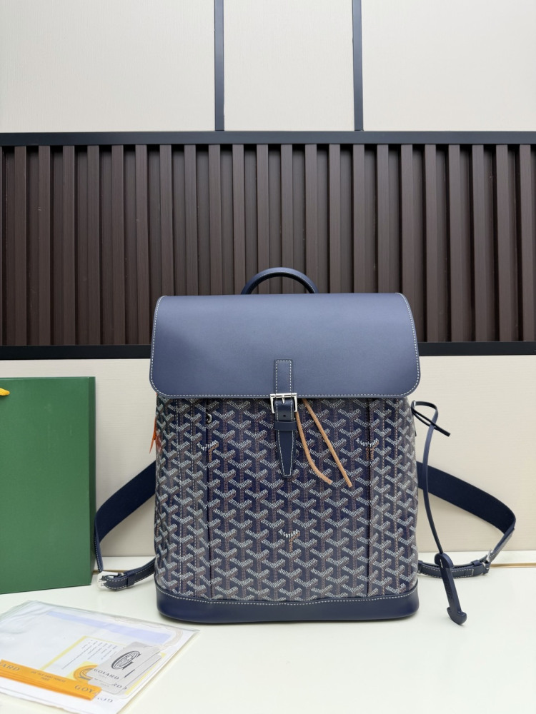 Goyard Alpin MM Backpack Green Goyardine Canvas Calfskin Luxury Travel Backpack 020181