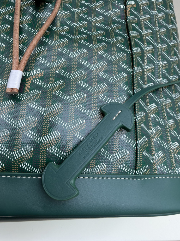 Goyard Alpin MM Backpack Green Goyardine Canvas Calfskin Luxury Travel Backpack 020181