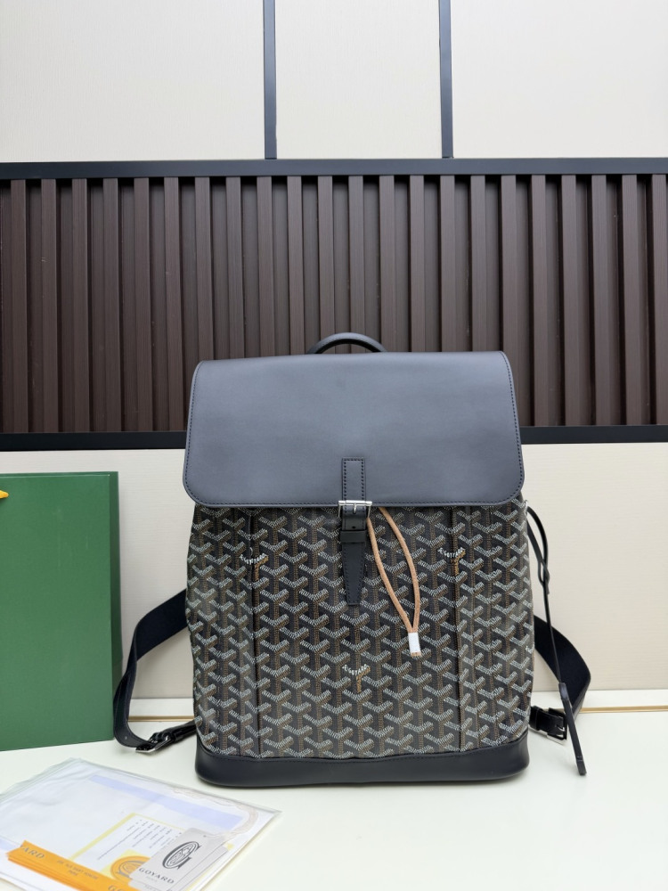 Goyard Alpin MM Backpack Green Goyardine Canvas Calfskin Luxury Travel Backpack 020181
