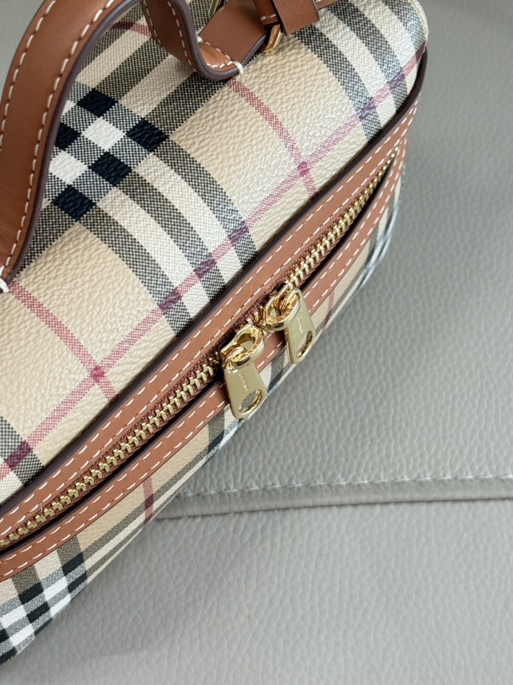 Mini Vintage Check Vanity Box Bag, Leather Trim Mini Crossbody Handbag with Adjustable Shoulder Strap, British Luxury Women Daily Top Handle Purse