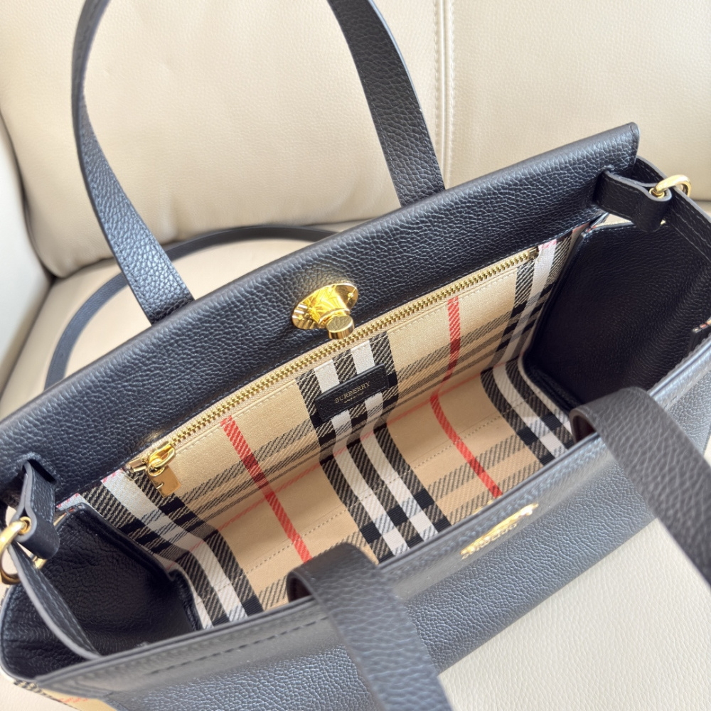 Small Cotswolds Leather Tote Bag, Vintage Check Side Panel Handbag with Detachable Crossbody Strap, Women Office Commuter Top Handle Bag