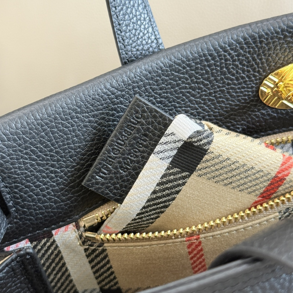 Small Cotswolds Leather Tote Bag, Vintage Check Side Panel Handbag with Detachable Crossbody Strap, Women Office Commuter Top Handle Bag