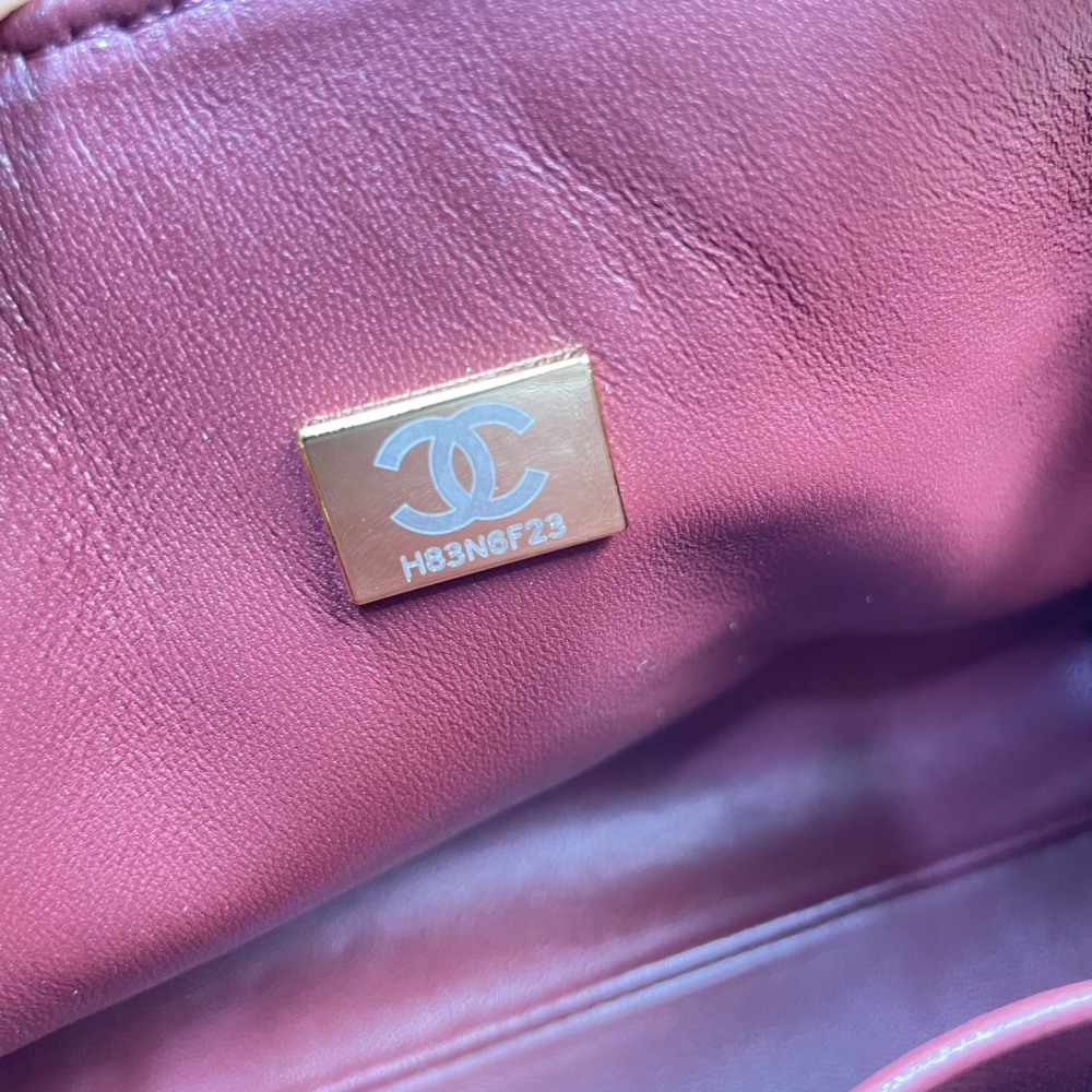 Chanel Mini Shopping Tote AS6248, Matelassé Lambskin Chain Shoulder Bag, Gold-Tone Metal Double C Hardware