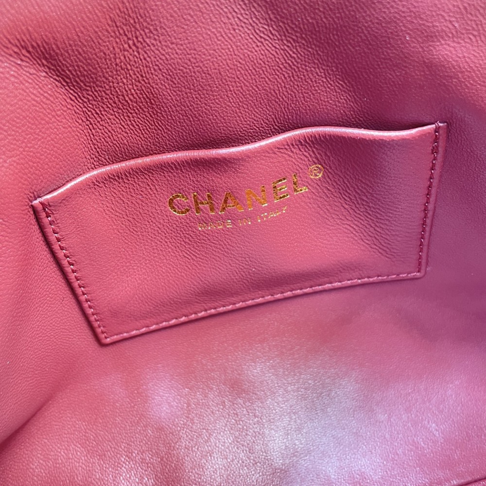 Chanel Mini Shopping Tote AS6248, Matelassé Lambskin Chain Shoulder Bag, Gold-Tone Metal Double C Hardware