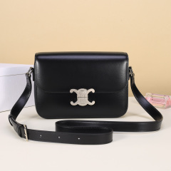 Black Shiny Calfskin with Silver-tone Hardware