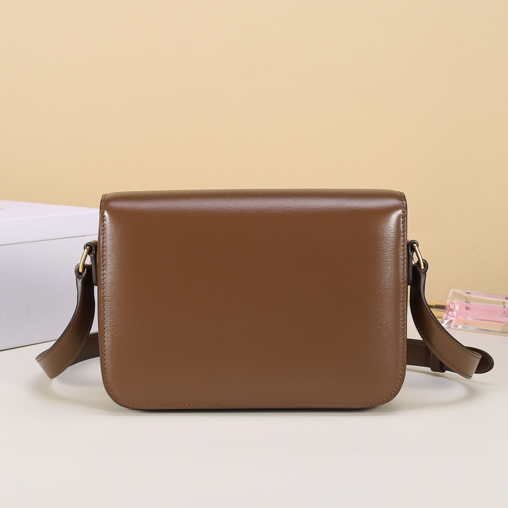 Celine Triomphe Medium Shoulder Bag, Shiny Calfskin Rectangular Flap Crossbody Bag