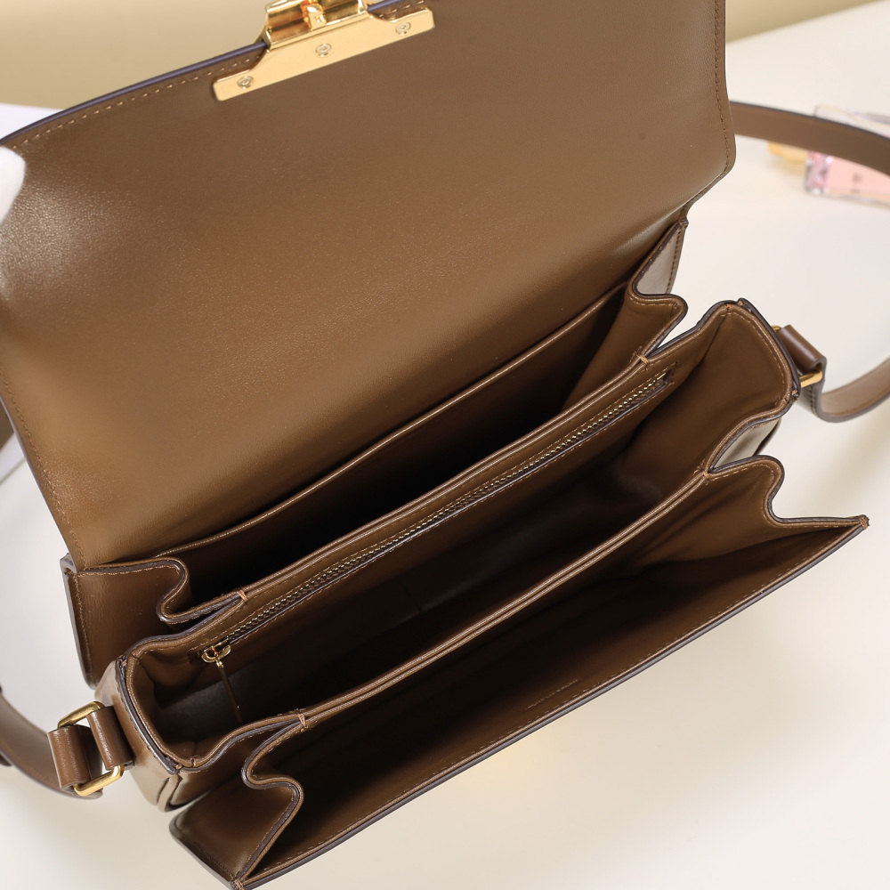 Celine Triomphe Medium Shoulder Bag, Shiny Calfskin Rectangular Flap Crossbody Bag