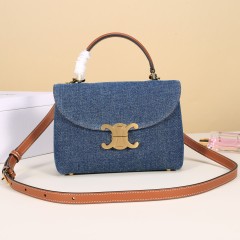 Blue Denim & Calfskin Trim + Gold-tone Hardware