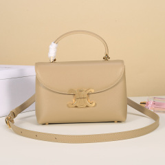 Beige Grained Calfskin + Gold-tone Hardware
