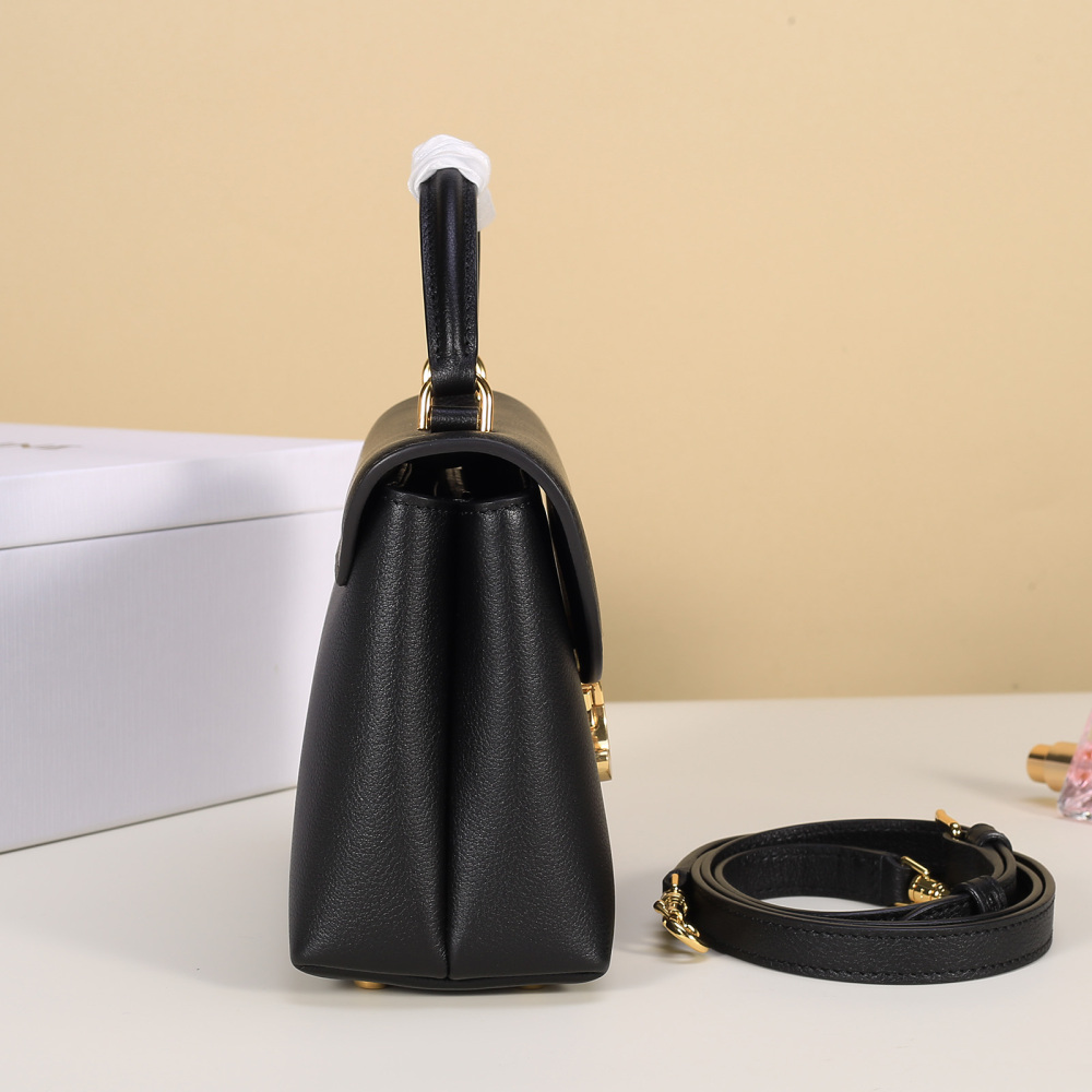Celine Mini Triomphe Flap Handbag, Top Handle Leather Crossbody Purse