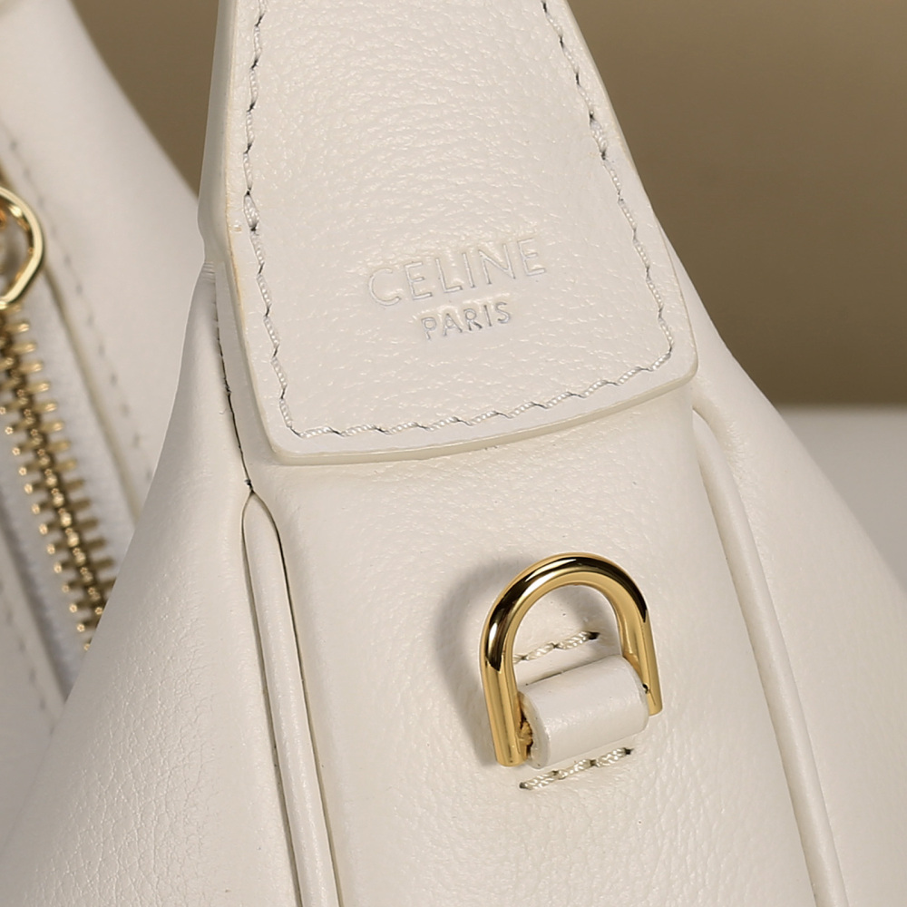 Celine Ava Crescent Hobo Bag, Soft Grained Leather Underarm Bag With Detachable Crossbody Strap