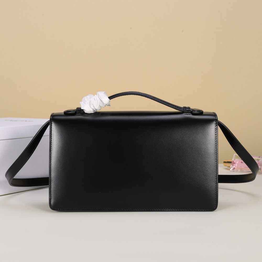 Celine Triomphe East-West Shoulder Bag, Shiny Calfskin Rectangular Flap Handbag