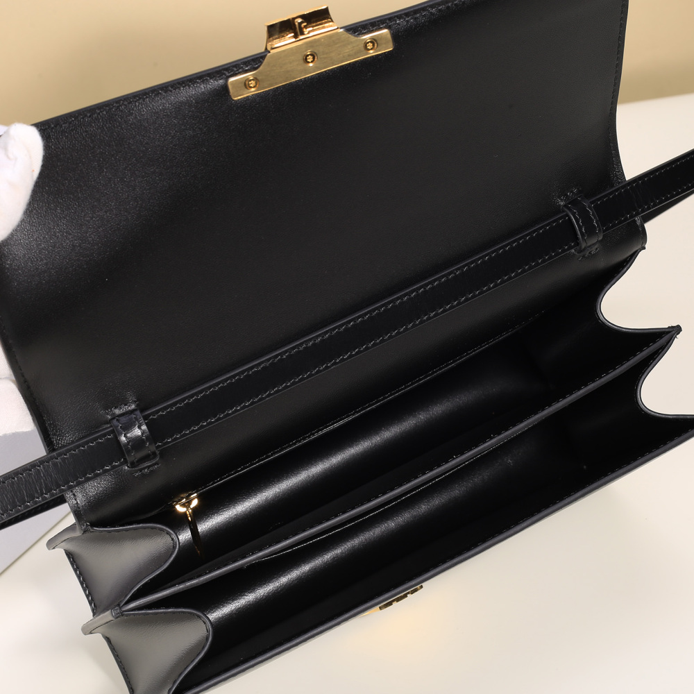 Celine Triomphe East-West Shoulder Bag, Shiny Calfskin Rectangular Flap Handbag