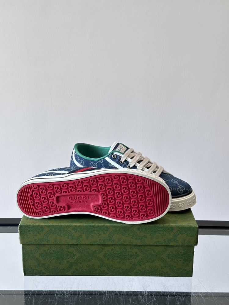Gucci Tennis 1977 Low‑Top Sneakers, GG Canvas Retro Casual Lace‑Up Board Shoes For Men Women