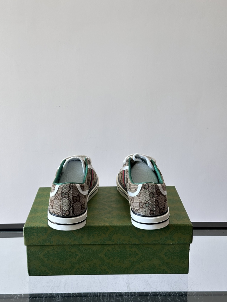 Gucci Tennis 1977 Low‑Top Sneakers, GG Canvas Retro Casual Lace‑Up Board Shoes For Men Women