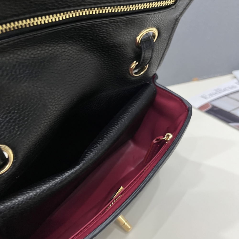 Chanel Classic Flap Mini Rectangular Bag, Grained Leather Handbag With Top Handle & Detachable Crossbody Strap
