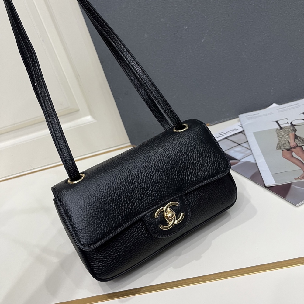 Chanel Classic Flap Mini Rectangular Bag, Grained Leather Handbag With Top Handle & Detachable Crossbody Strap