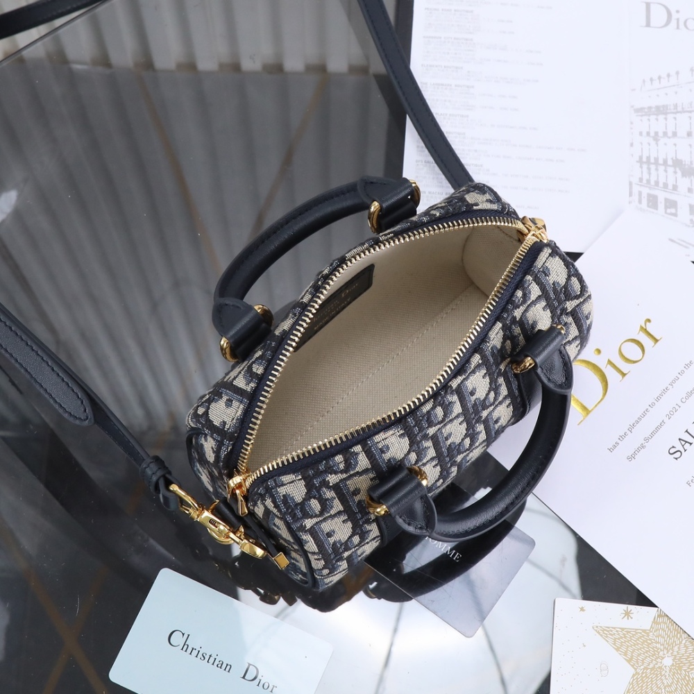Mini Boston 20 Oblique Jacquard Handbag, Top Handle Crossbody Bag with Adjustable Leather Strap