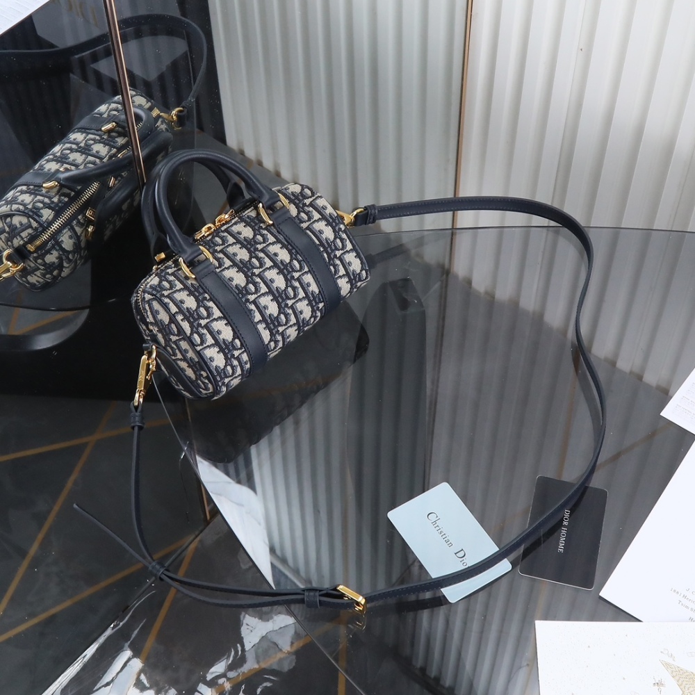 Mini Boston 20 Oblique Jacquard Handbag, Top Handle Crossbody Bag with Adjustable Leather Strap