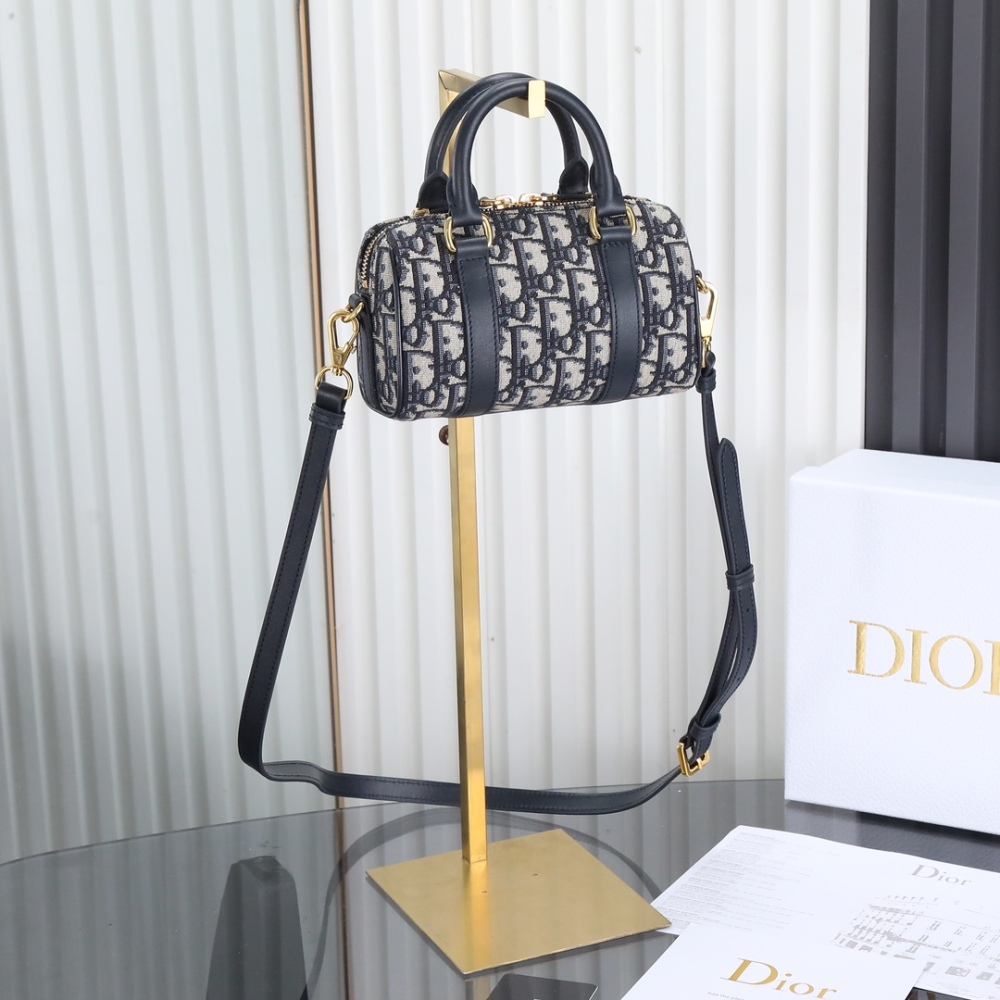Mini Boston 20 Oblique Jacquard Handbag, Top Handle Crossbody Bag with Adjustable Leather Strap