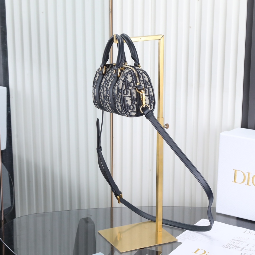 Mini Boston 20 Oblique Jacquard Handbag, Top Handle Crossbody Bag with Adjustable Leather Strap