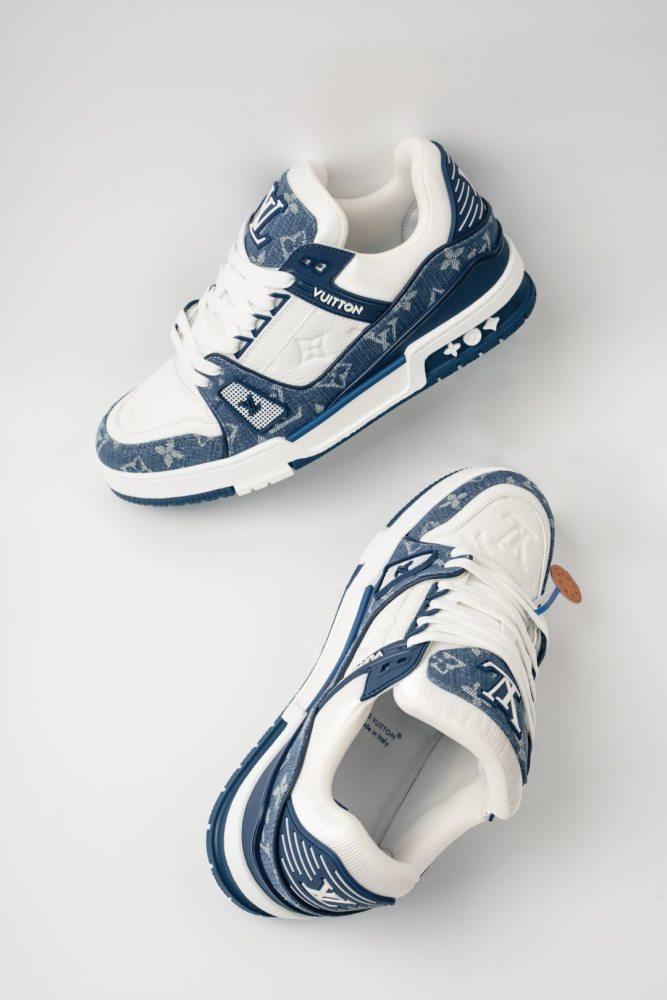 LV Trainer  Monogram Denim Low Top Sneakers For Men Women Luxury Fashion Skate Shoes