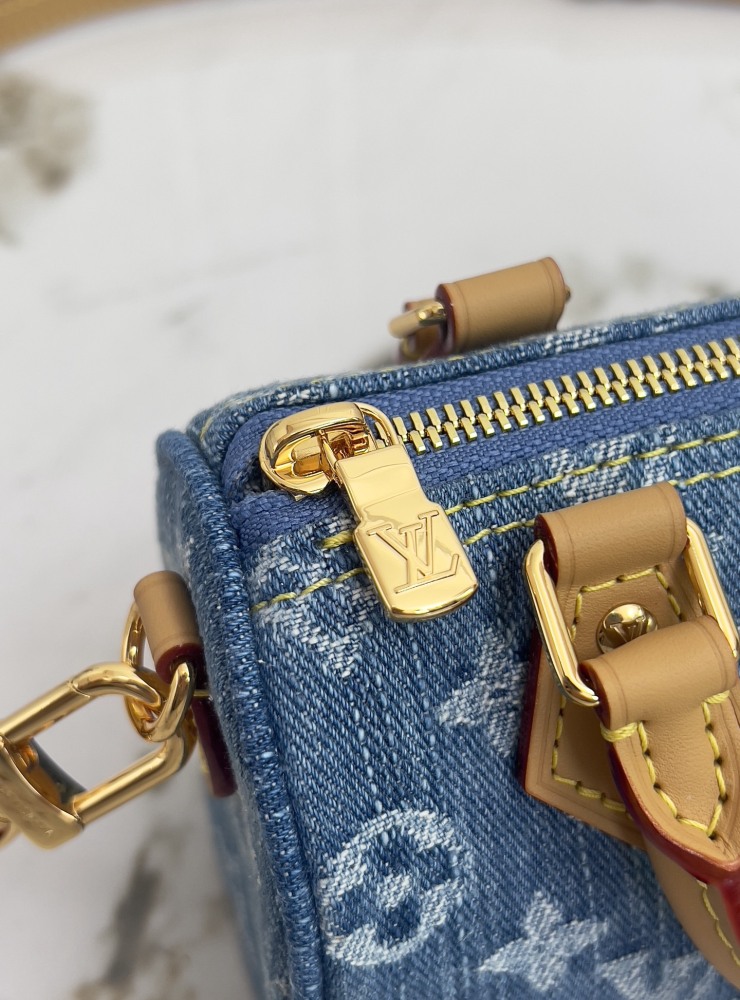Louis Vuitton Nano Speedy Monogram Denim Handbag M27603 / M11212
