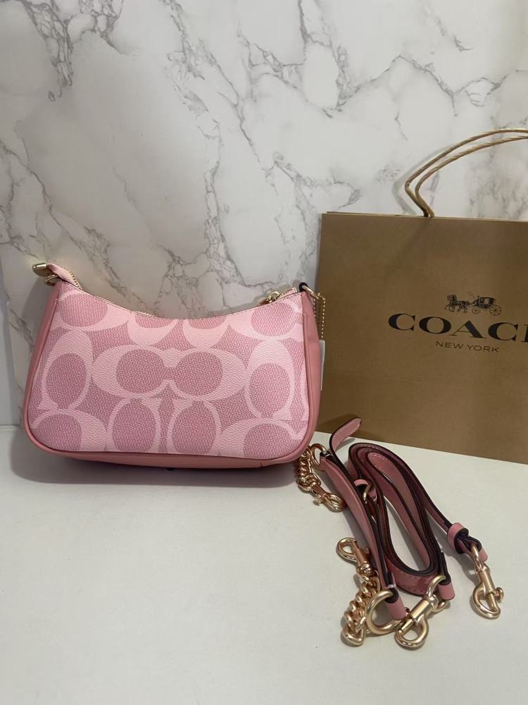 Coach Teri Shoulder Bag CAL51 Signature Canvas Powder Pink Women 2-Way Crossbody Hobo Bag