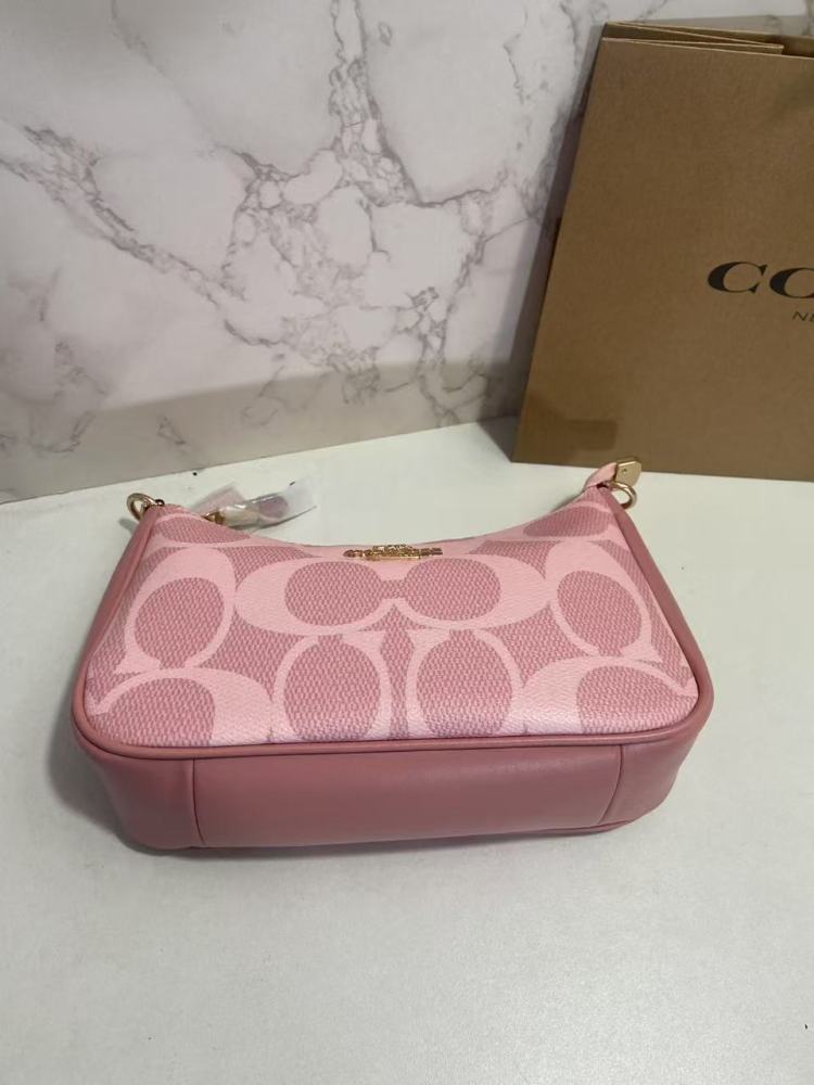 Coach Teri Shoulder Bag CAL51 Signature Canvas Powder Pink Women 2-Way Crossbody Hobo Bag
