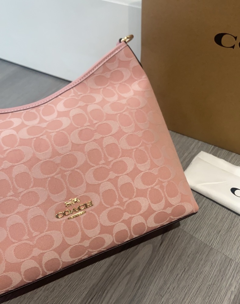 Coach Laurel 31 Hobo CER66 Powder Pink Signature Jacquard Canvas 2-Way Women Shoulder Crossbody Bag