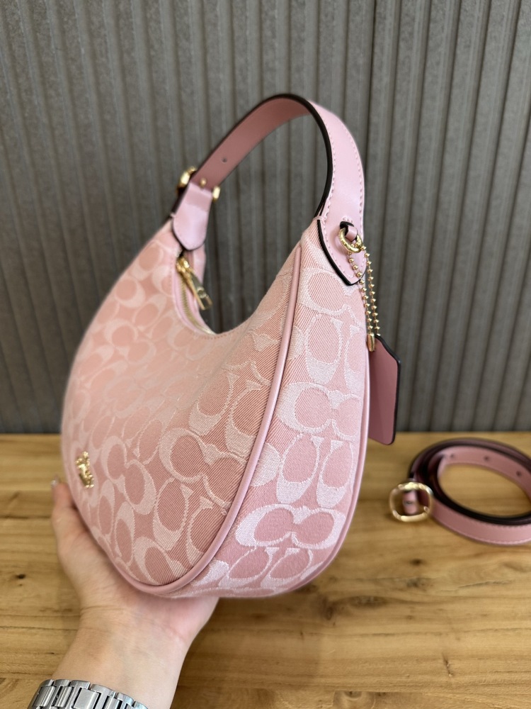 Coach Emily Shoulder Bag CEN04 Powder Pink Signature Canvas 2-Way Women Hobo Crossbody Bag