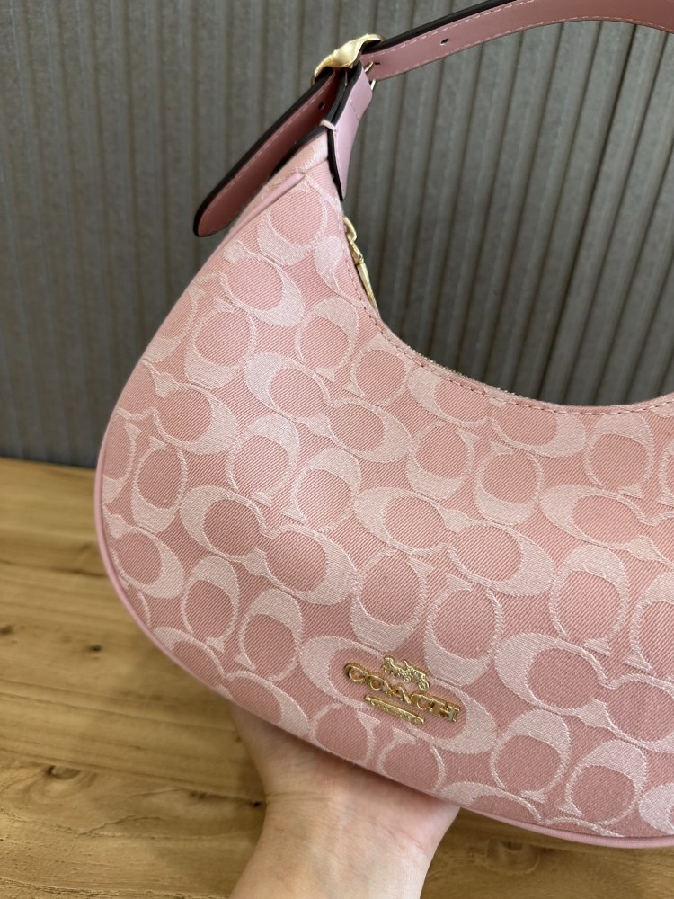 Coach Emily Shoulder Bag CEN04 Powder Pink Signature Canvas 2-Way Women Hobo Crossbody Bag