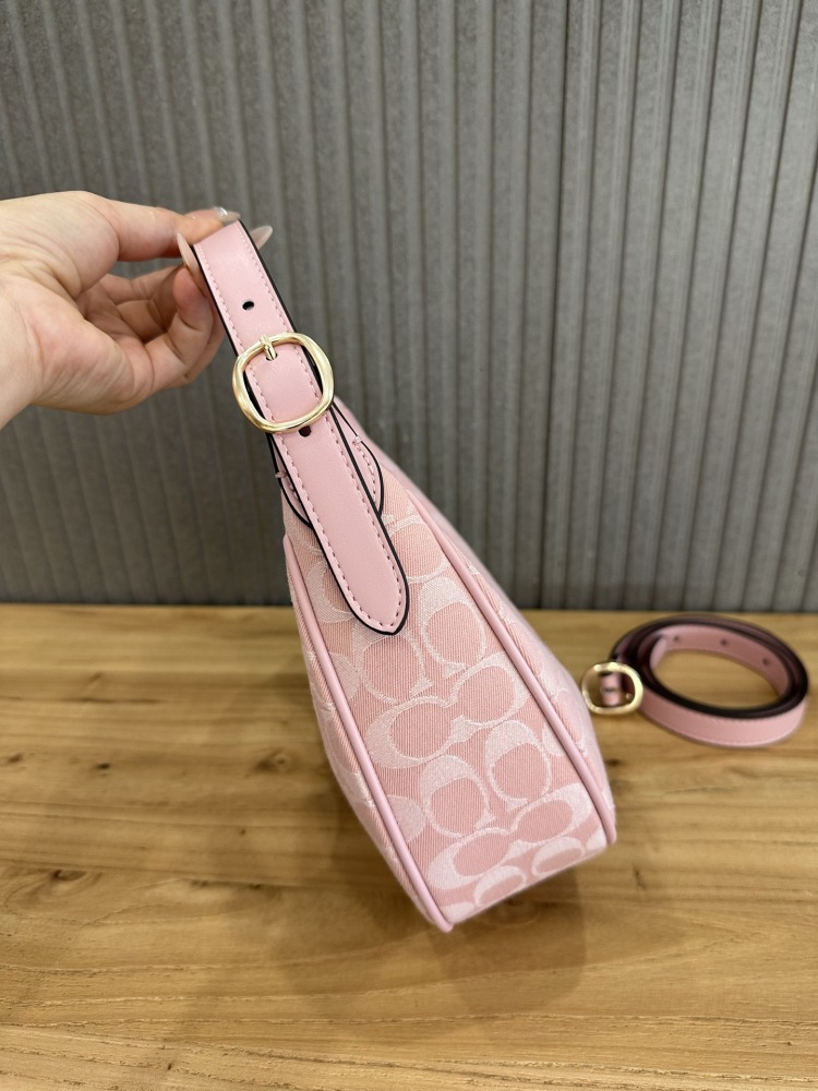 Coach Emily Shoulder Bag CEN04 Powder Pink Signature Canvas 2-Way Women Hobo Crossbody Bag