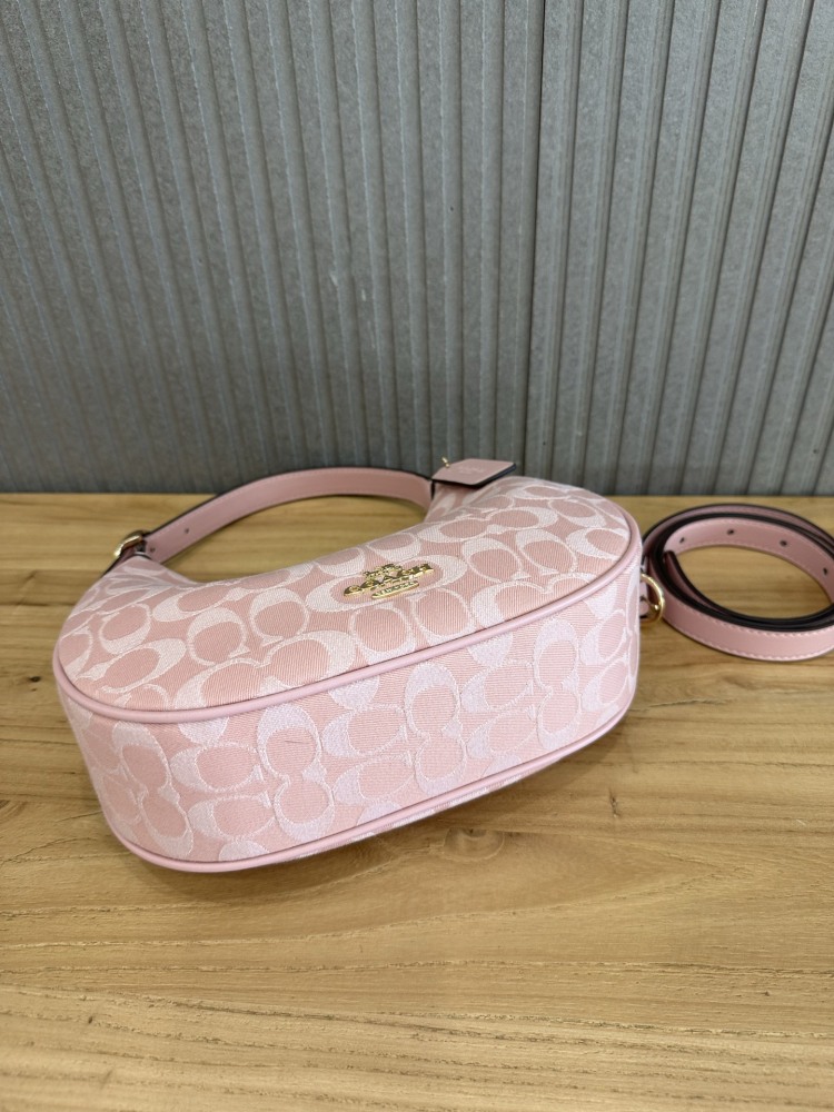 Coach Emily Shoulder Bag CEN04 Powder Pink Signature Canvas 2-Way Women Hobo Crossbody Bag