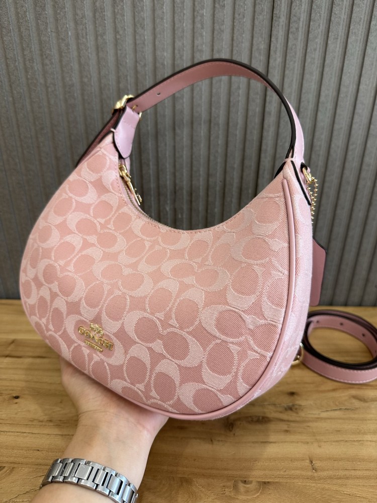 Coach Emily Shoulder Bag CEN04 Powder Pink Signature Canvas 2-Way Women Hobo Crossbody Bag