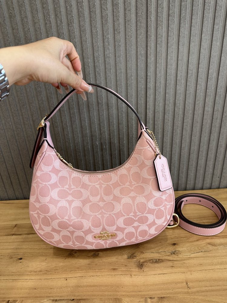 Coach Emily Shoulder Bag CEN04 Powder Pink Signature Canvas 2-Way Women Hobo Crossbody Bag