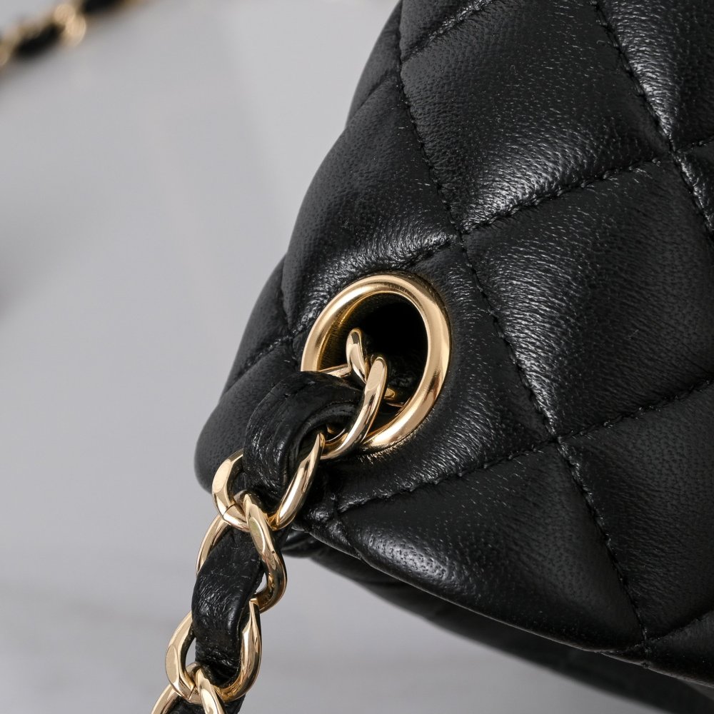 Chanel Mini Square Classic Flap Lambskin Crossbody Bag