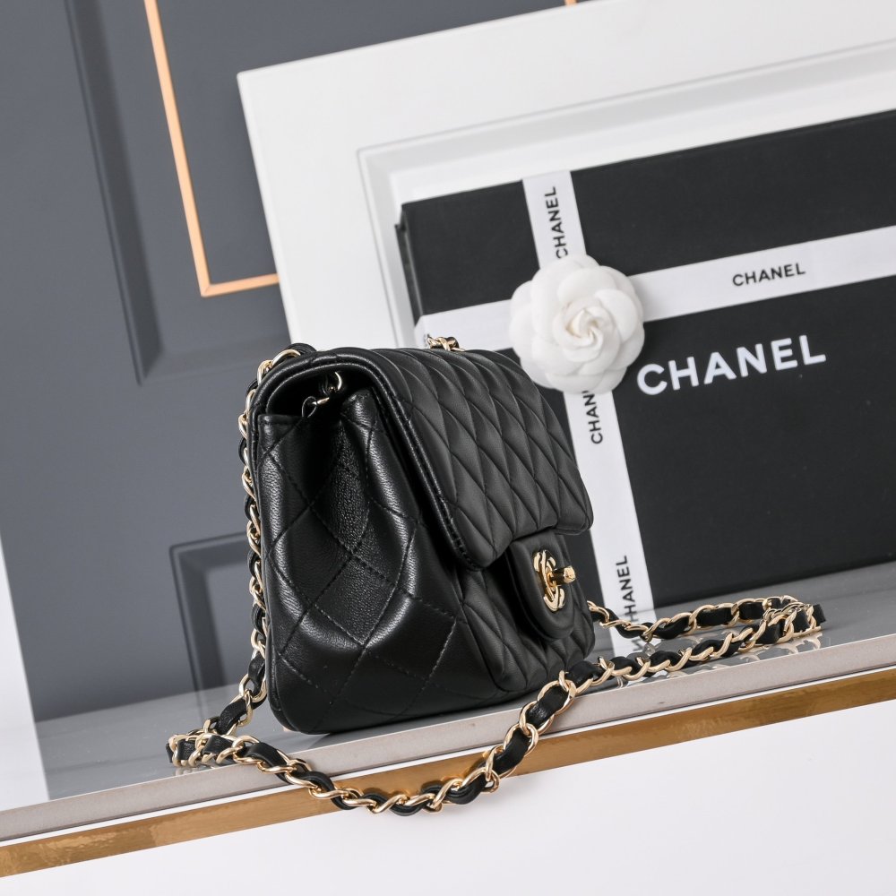 Chanel Mini Square Classic Flap Lambskin Crossbody Bag