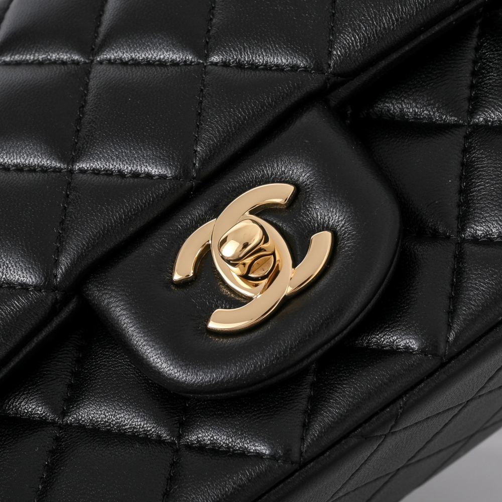 Chanel Mini Square Classic Flap Lambskin Crossbody Bag