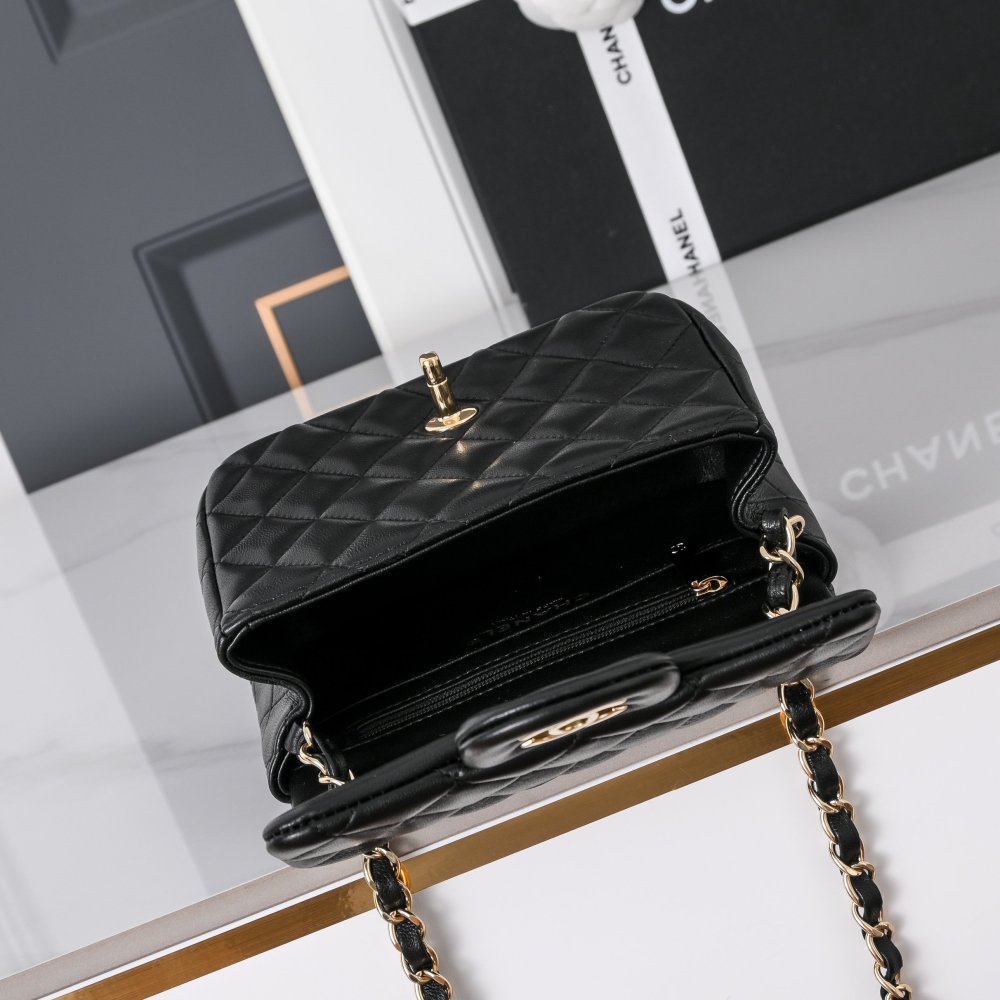 Chanel Mini Square Classic Flap Lambskin Crossbody Bag