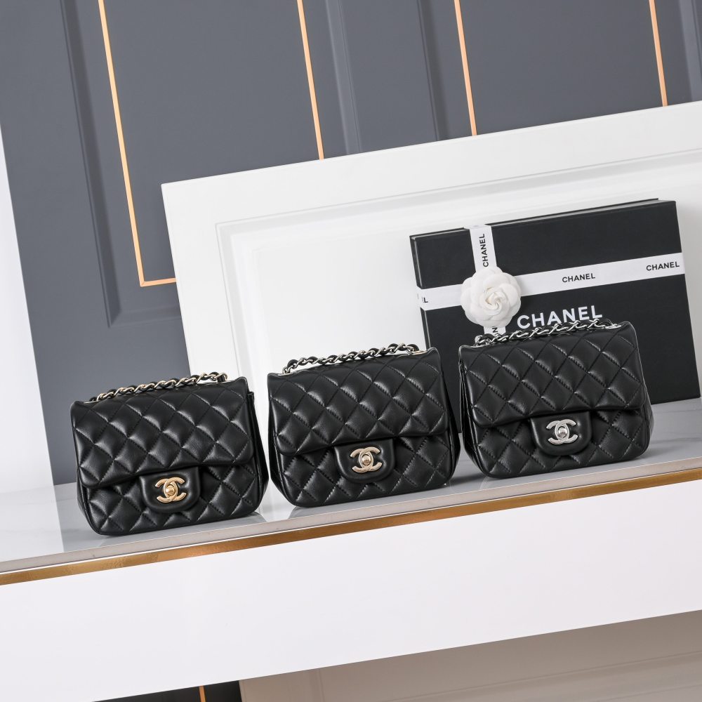 Chanel Mini Square Classic Flap Lambskin Crossbody Bag