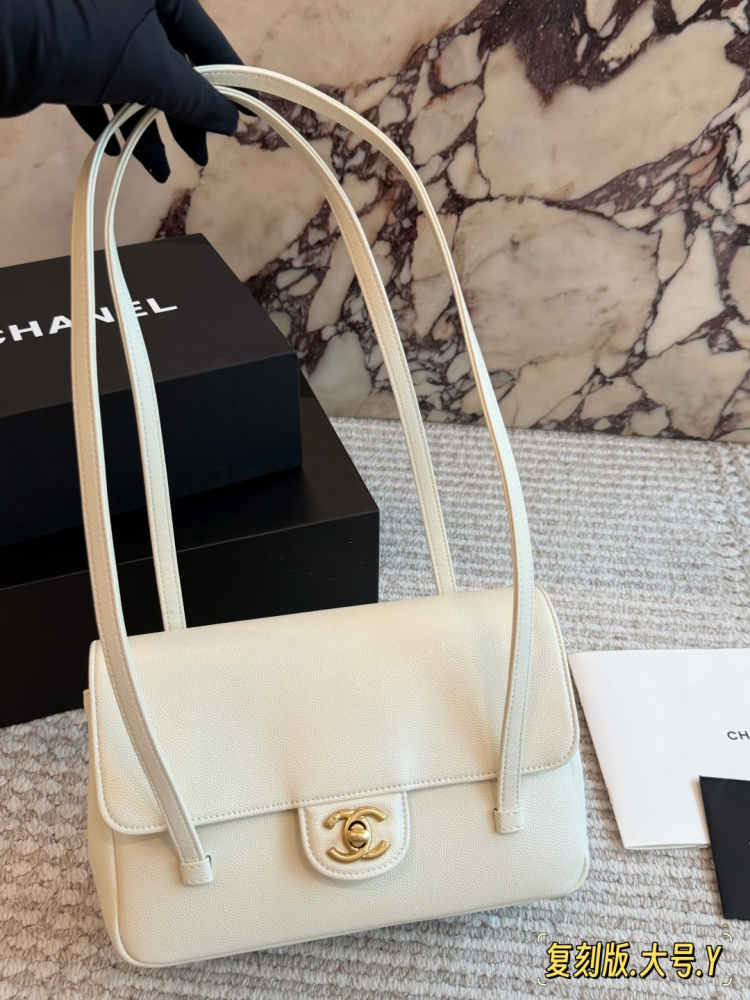 Chanel Preppy Coco Flap Bag AS4360 Black Caviar Leather Gold Hardware Underarm Shoulder Bag 