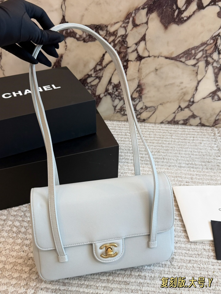Chanel Preppy Coco Flap Bag AS4360 Black Caviar Leather Gold Hardware Underarm Shoulder Bag 
